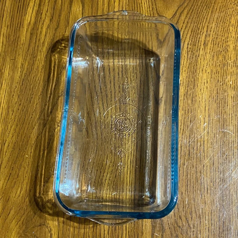 Fire-King Philbe Sapphire Blue Glass Loaf Pan Vintage 1940s Embossed 1.5‎ Qt